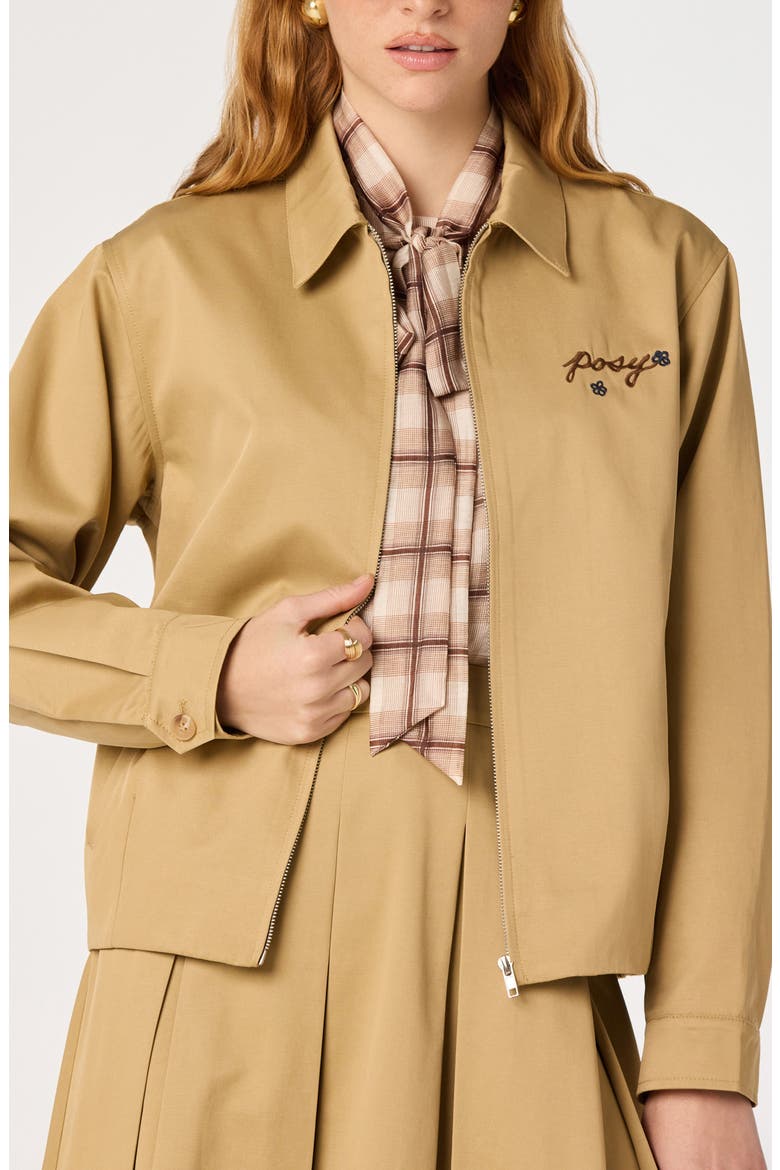 Alice Embroidered Cotton Blend Jacket, Alternate, color, KHAKI