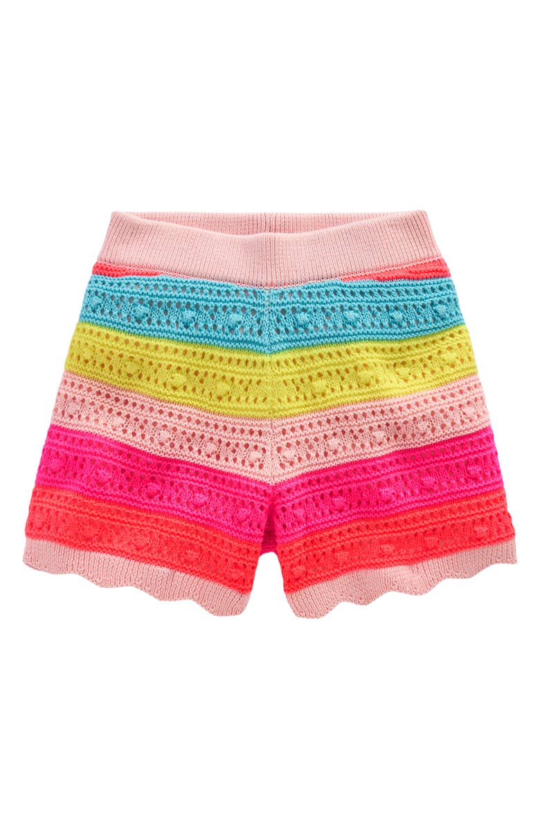 Mini Boden Kids' Pointelle Knit Shorts, Main, color, Neon Multi Stripe