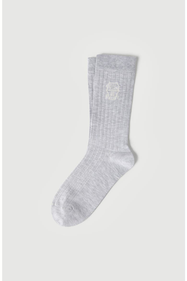 Cotton chalk stripe effect socks with logo, Main, color, Fog