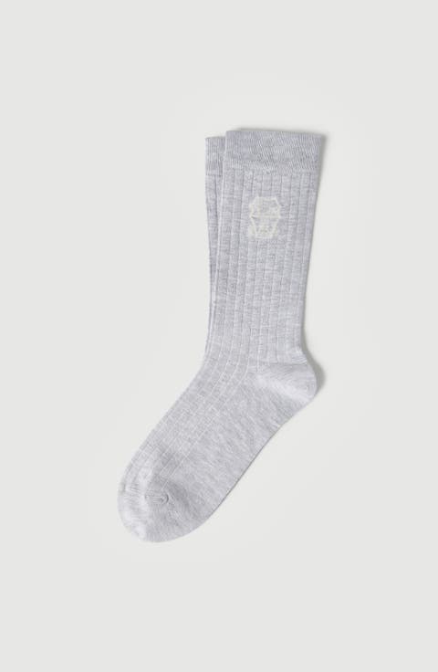 Cotton chalk stripe effect socks with logo