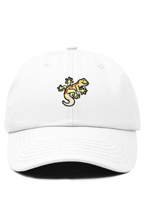 Dalix Gecko Embroidered Casual Cap In White