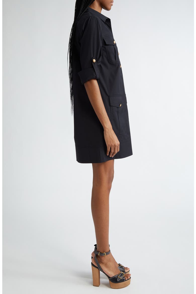 Saude Long Sleeve Cargo Shirtdress, Alternate, color, BLACK