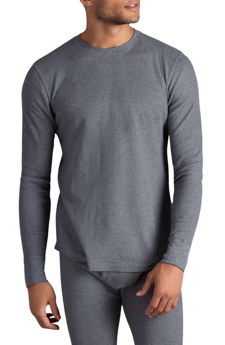 Watson's Men's Waffle Long Sleeve Thermal Crew, Main, color, Heather Charcoal