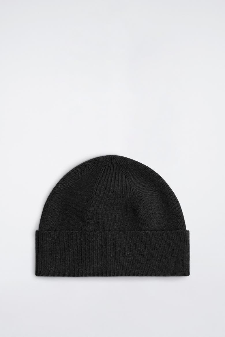 Merino Wool Beanie, Main, color, BLACK
