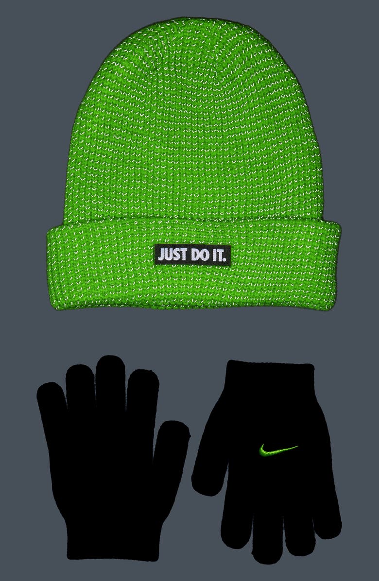 Nike Kids' Reflective Beanie & Gloves Set, Alternate, color, 