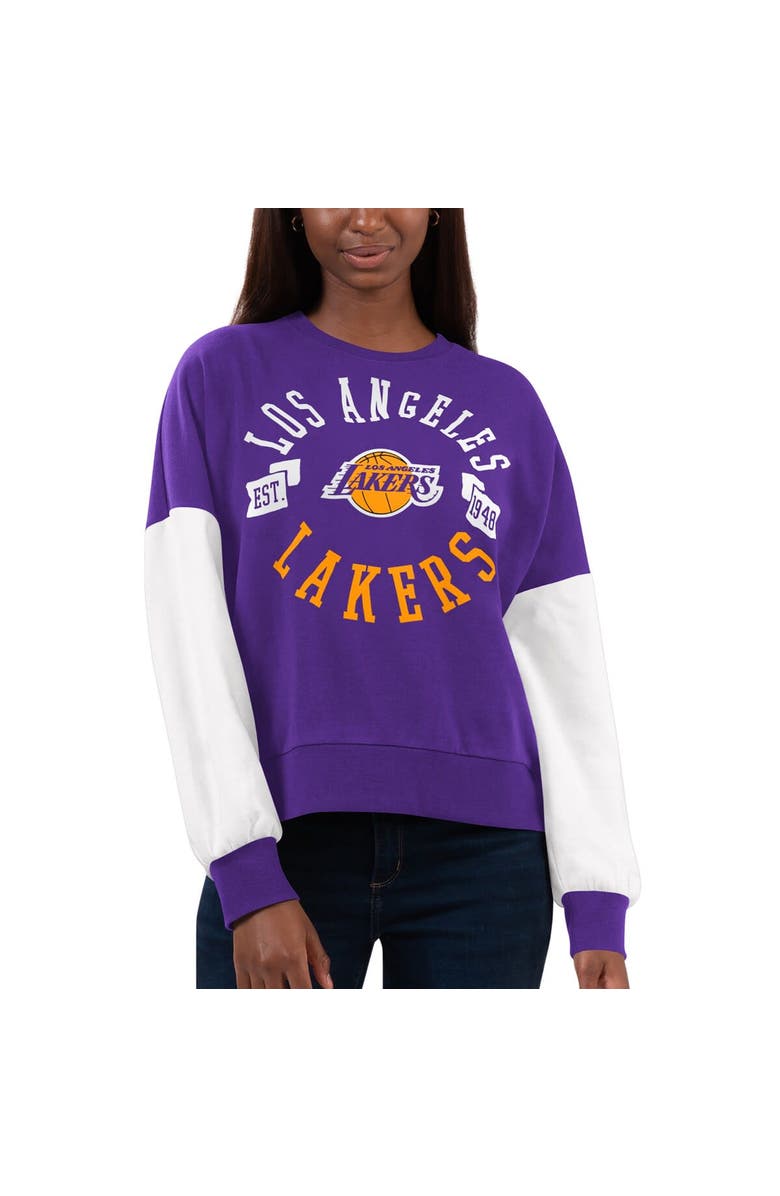 G-III 4HER BY CARL BANKS Women's Purple/White Los Angeles Lakers Team Pride Pullover Sweatshirt, Main, color, Purple