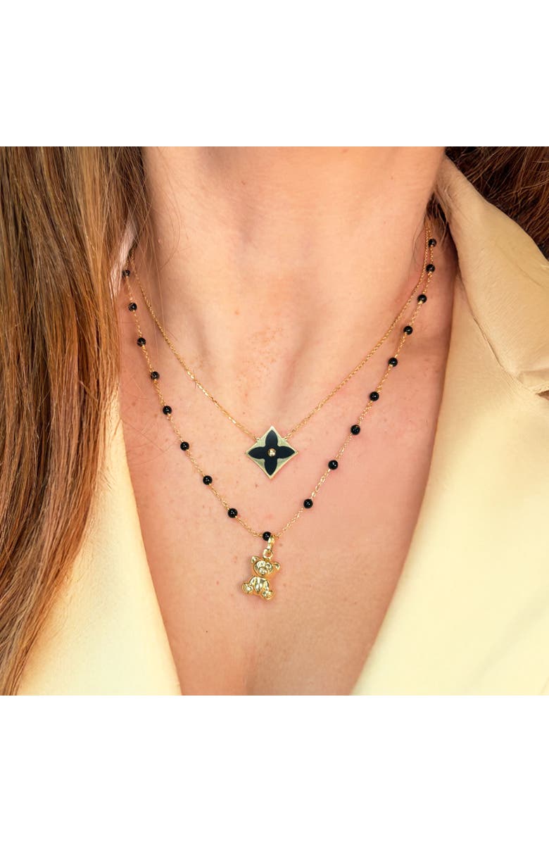 The Lovery Fine Jewelry Onyx Luxe Flower Necklace, Alternate, color, Onyx