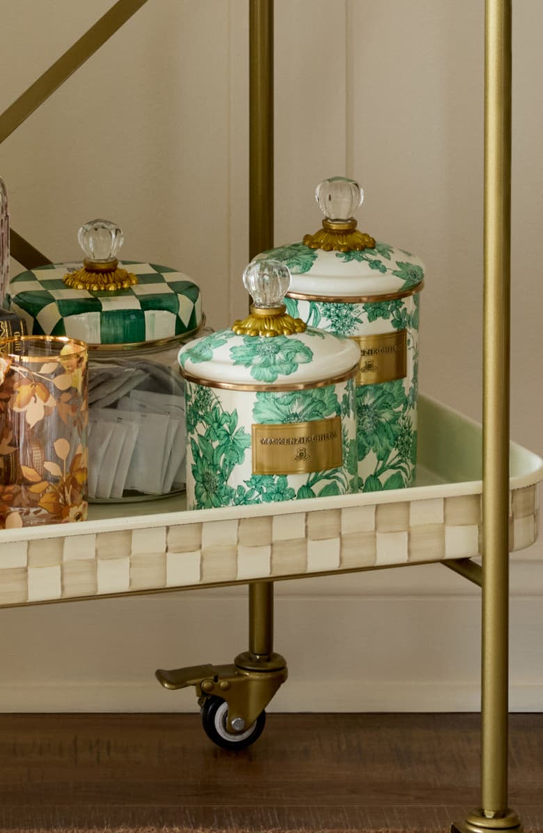 MACKENZIE CHILDS Emerald English Garden Small Canister, Alternate, color, Emerald