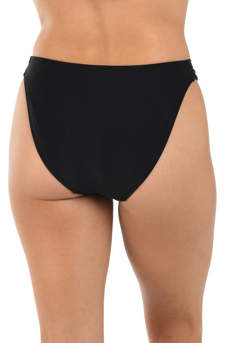 Solid Shirred Side Bikini Bottoms, Alternate, color, BLACK