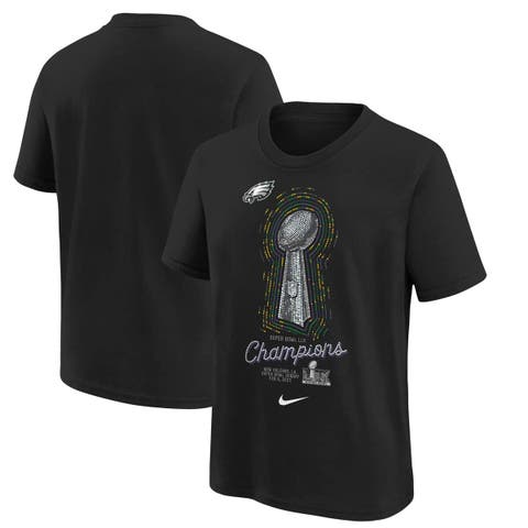 Youth Nike  Black Philadelphia Eagles Super Bowl LIX Champions Lombardi Trophy T-Shirt