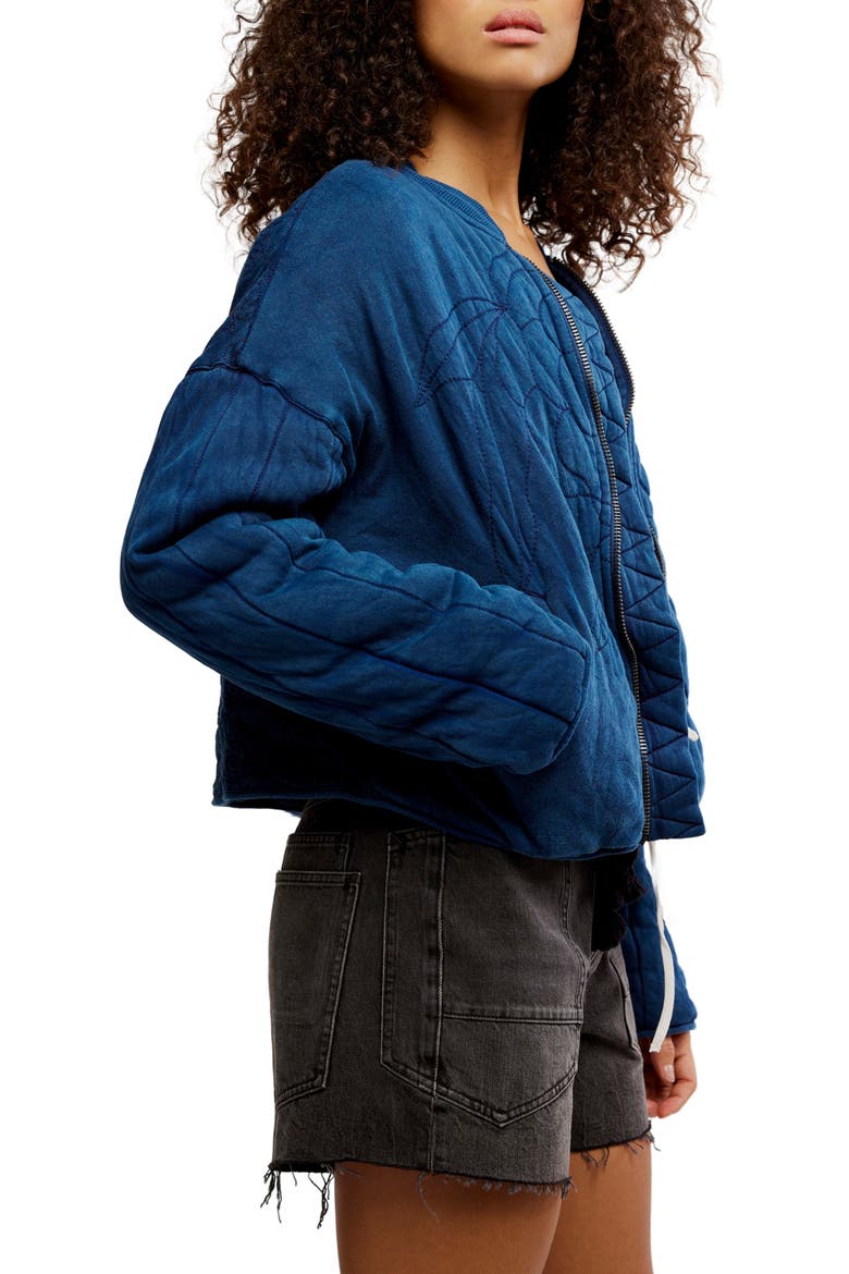 Rose Front Zip Jacket, Alternate, color, INDIGO