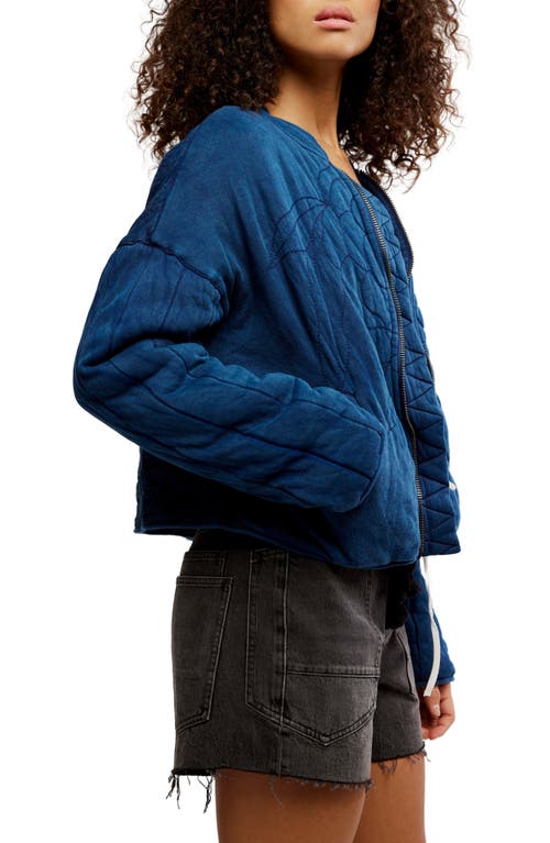 Free People Rose Front Zip Jacket In Blue