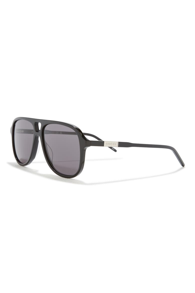 57mm Aviator Sunglasses, Alternate, color, BLACK BLACK GREY