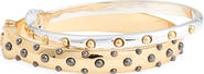 Open Edit Set of 2 Studded Hinge Bangle Bracelets
