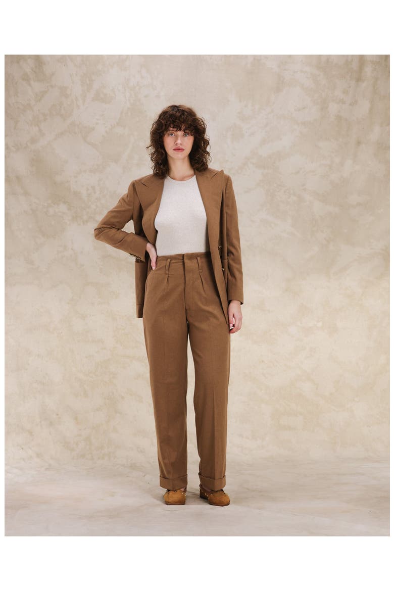 Farrah Pences Flannel Trousers, Alternate, color, CAMEL
