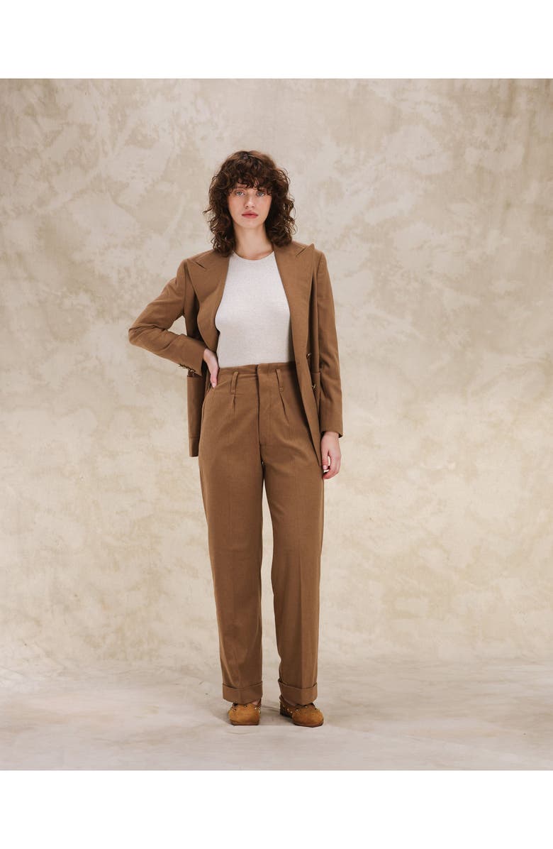 Fortela Farrah Pences Flannel Trousers, Alternate, color, Camel
