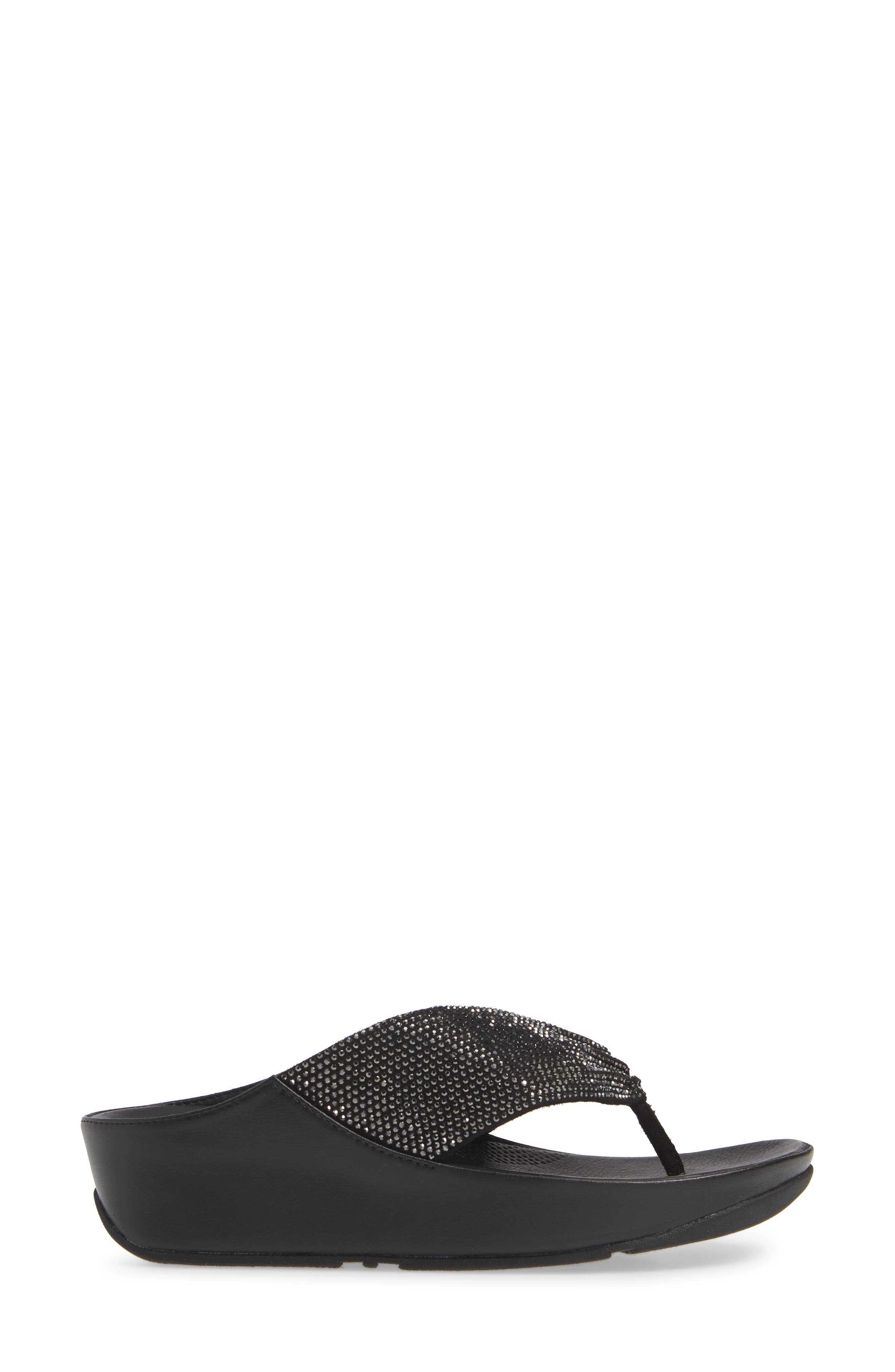 FitFlop Twiss Crystal Flip Flop, Alternate, color, Black