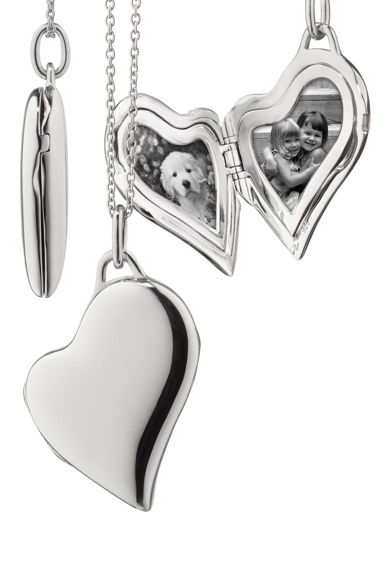 Heart Locket Pendant Necklace, Alternate, color, STERLING SILVER