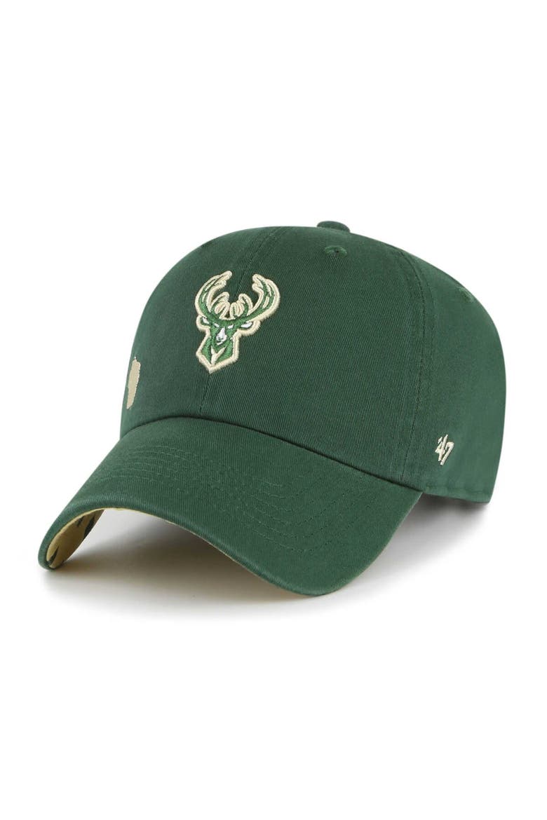 Women's '47  Hunter Green Milwaukee Bucks Confetti Undervisor Clean Up Adjustable Hat, Alternate, color, Hunter Green