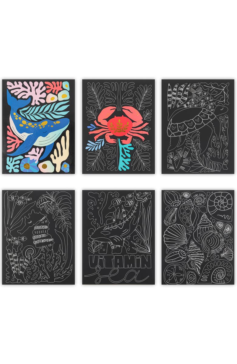 Brea Reese Scratch Art Paper Pad, Coastal & Oceanic, Alternate, color, Multicolored