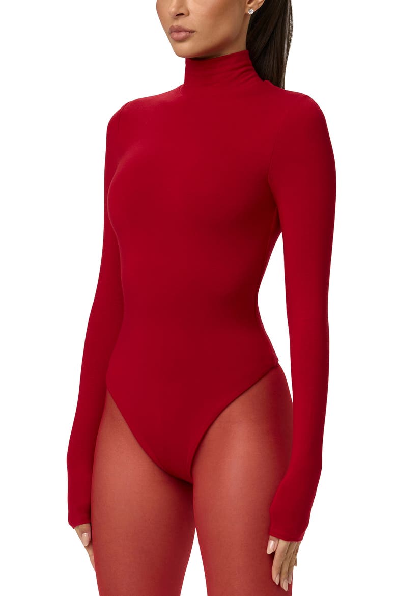 Butter Turtleneck Long Sleeve Bodysuit, Alternate, color, RUBY RED