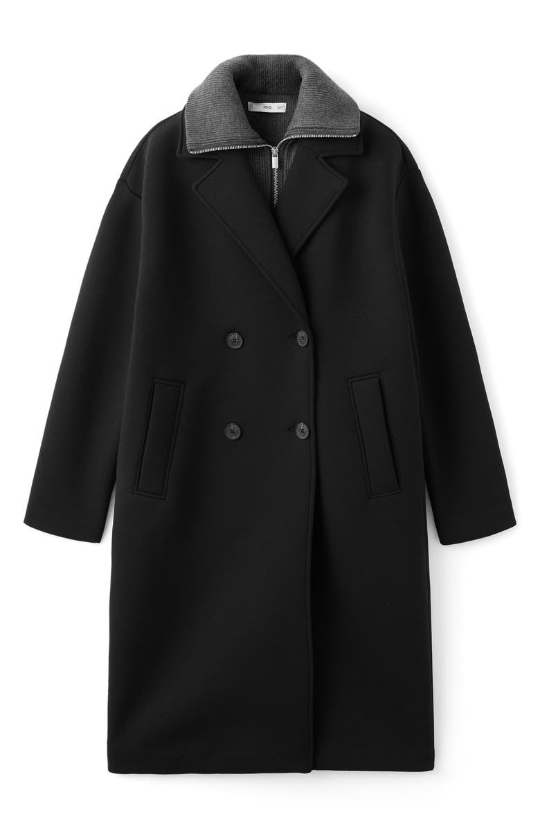 MANGO Trench Coat with Bib, Alternate, color, Black