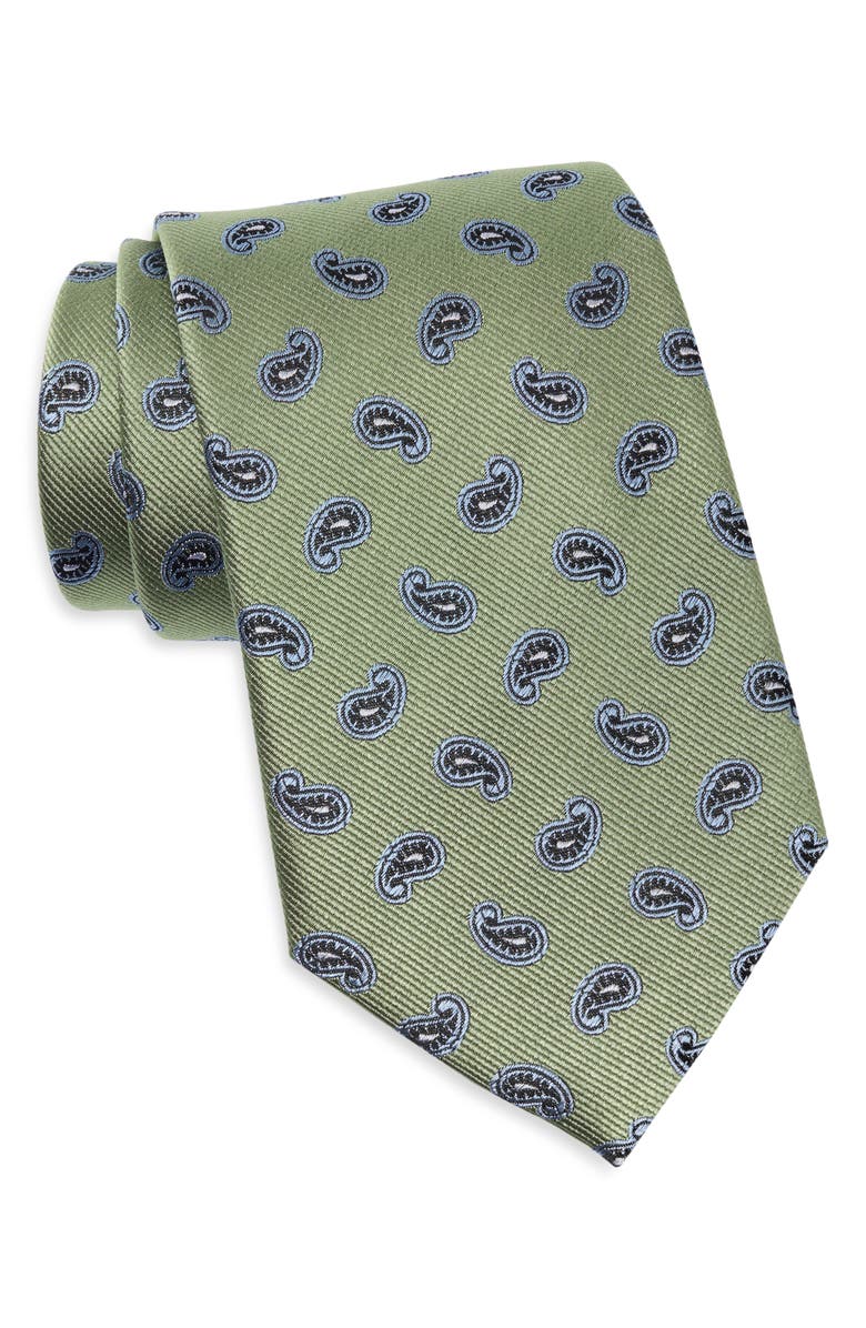 Duchamp Paisley Silk Tie, Main, color, Green
