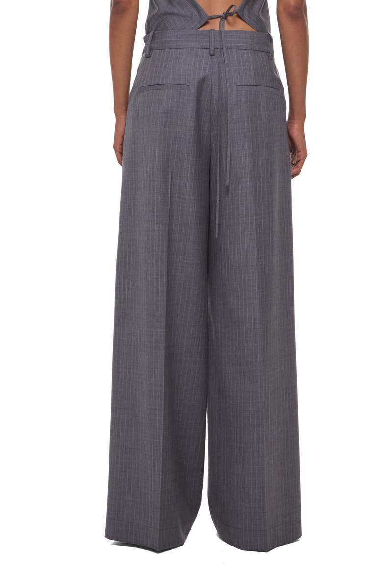 Pinstripe Linen Blend Wide Leg Pants, Alternate, color, GREY MELANGE