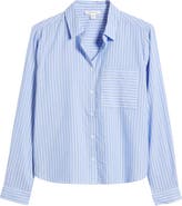 beachlunchlounge Candy Stripe Cotton Blend Button-Up Shirt