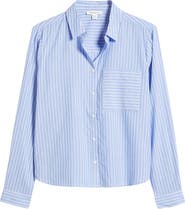 beachlunchlounge Candy Stripe Cotton Blend Button-Up Shirt