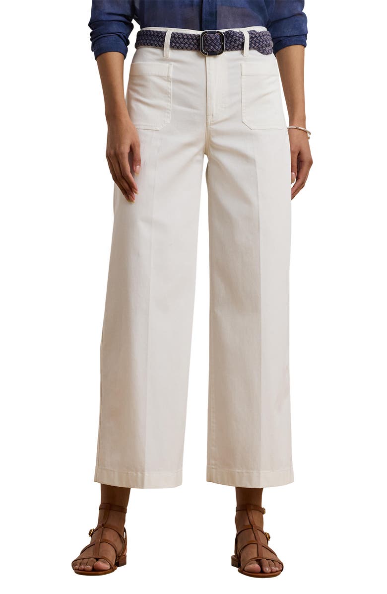 Lauren Ralph Lauren Stretch Cotton Twill Crop Pants, Main, color, White