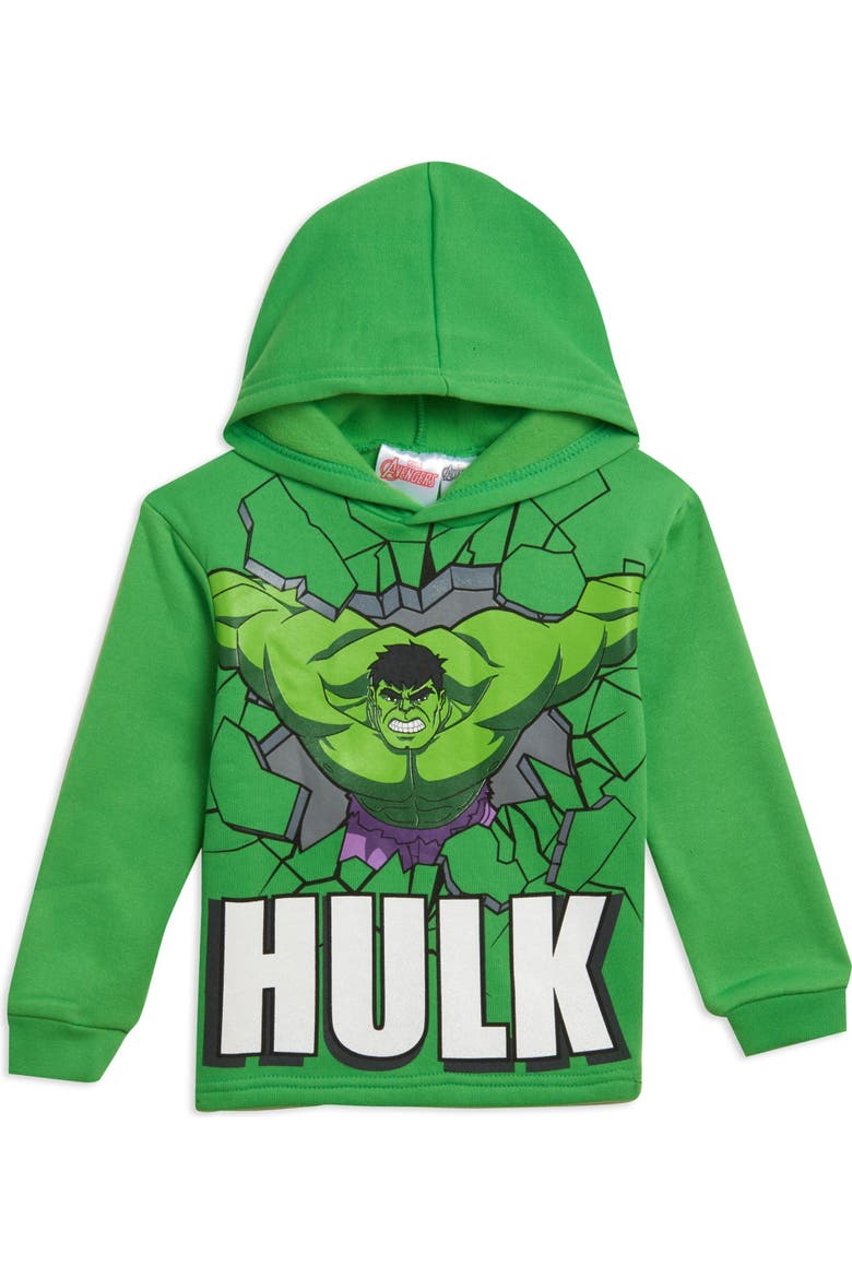 Avengers The Hulk Fleece Hoodie and Pants Set, Alternate, color, Hulk Green Black