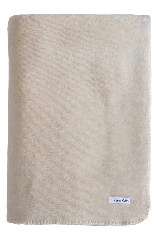 Calvin Klein Home Modern Reversible Solid Plush Blanket In Medium Beige