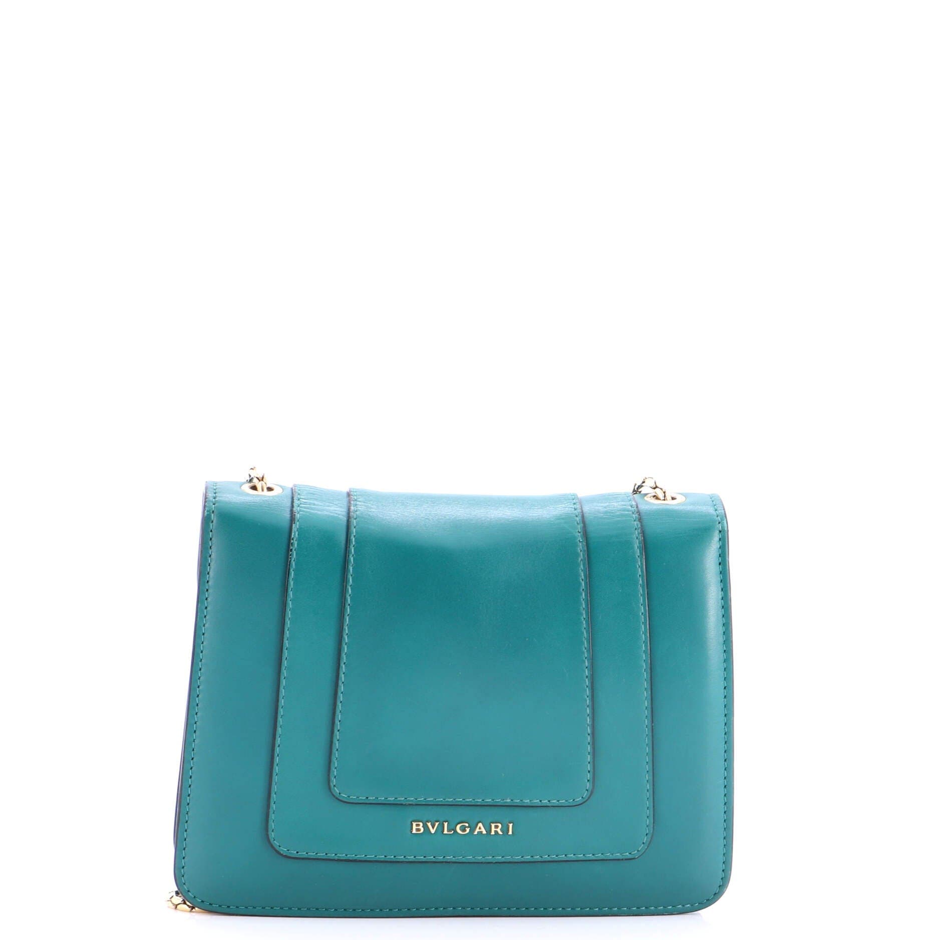 Serpenti Forever Square Shoulder Bag Leather Small, Alternate, color, Green