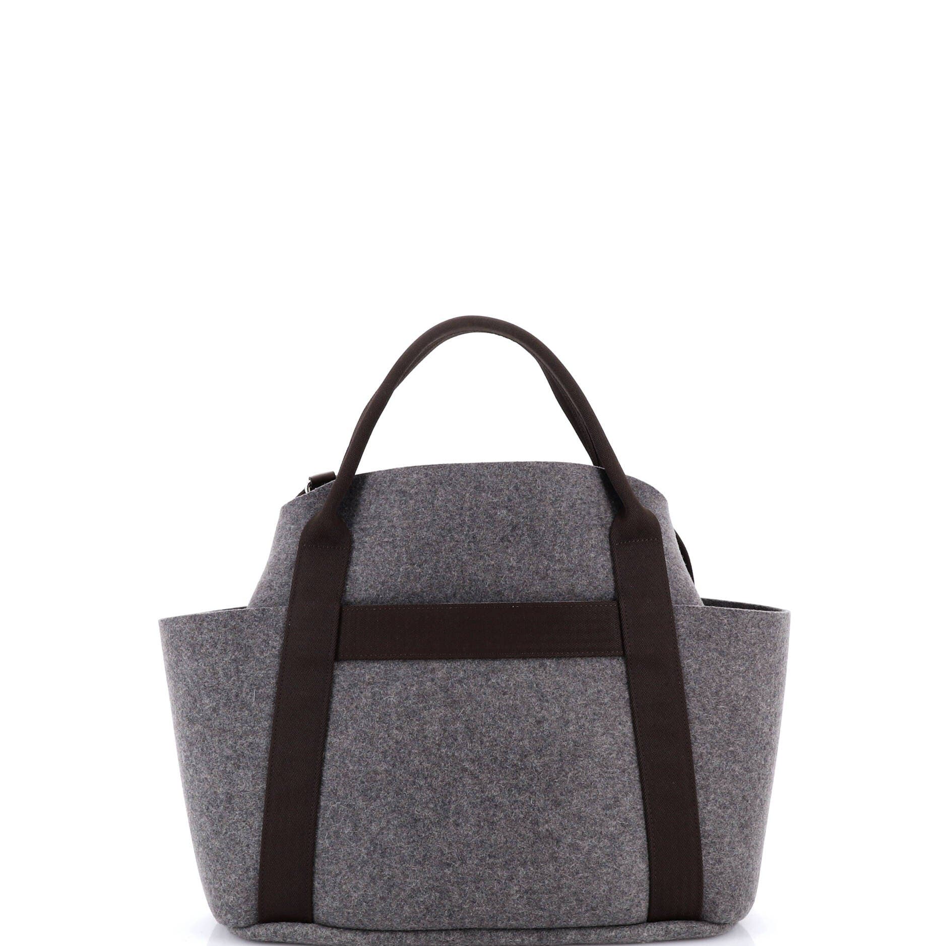 Pre-Owned Hermes Sac De Pansage Groom Handbag Felt, Alternate, color, Gris Clair