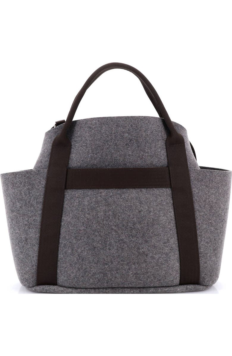 Pre-Owned Hermes Sac De Pansage Groom Handbag Felt, Alternate, color, Gris Clair