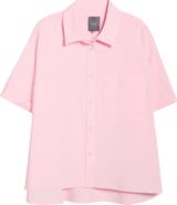 Lysse Corinna Oversize Short Sleeve Crop Button-Up Shirt