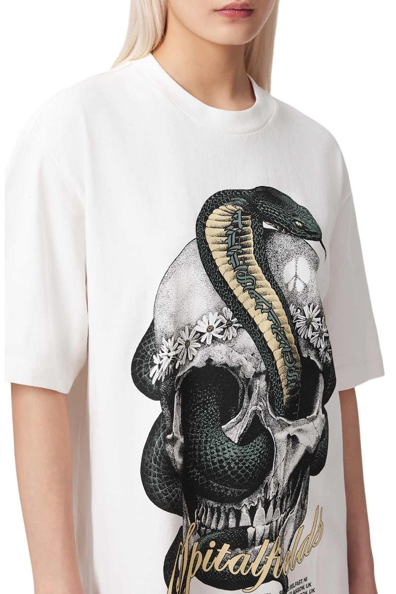 Snakehead Graphic T-Shirt Dress, Alternate, color, CHALK WHITE
