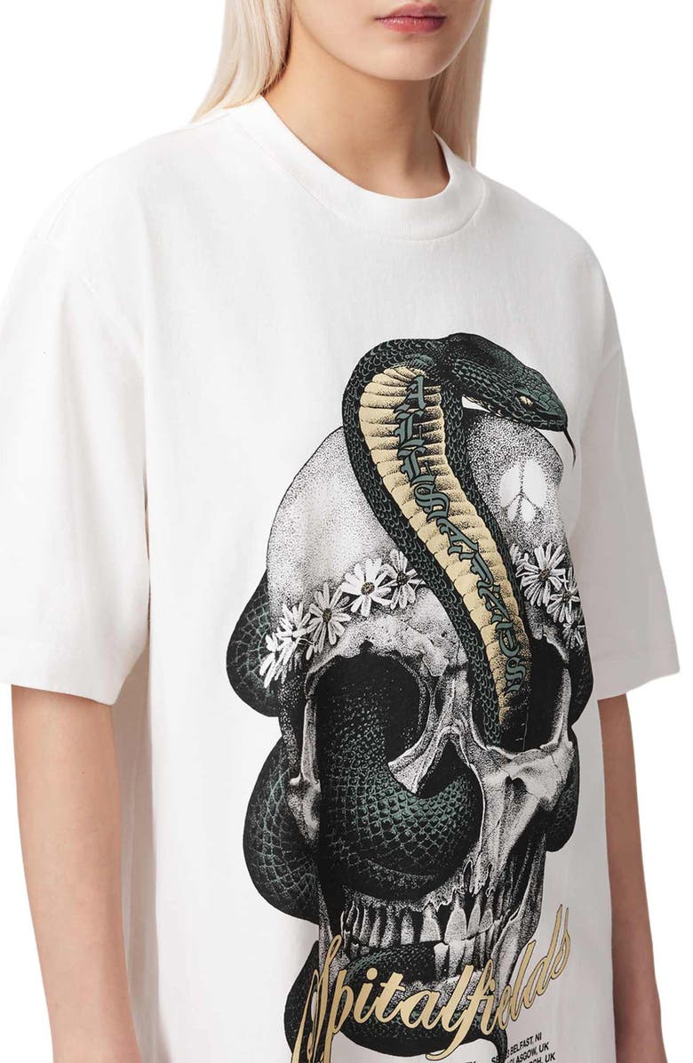 AllSaints Snakehead Graphic T-Shirt Dress, Alternate, color, 