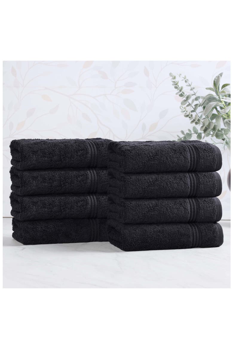 Egyptian Cotton Highly Absorbent Solid 8-Piece Towel Set, Alternate, color, BLACK