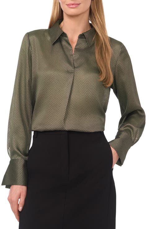 Collared Herringbone Popover Top
