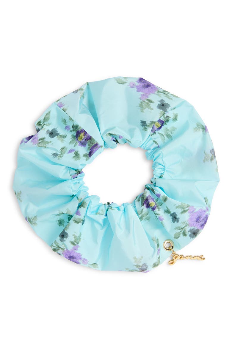 Printed Satin Scrunchie, Main, color, ICED AQUA
