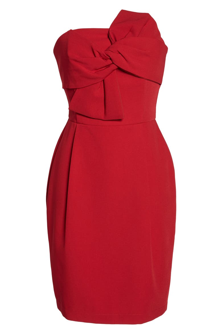Harper Knotted Strapless Minidress, Alternate, color, RED