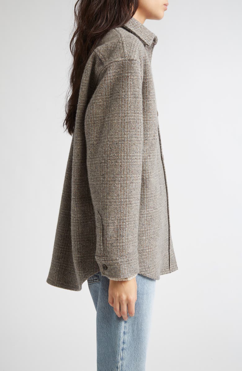 Johnstons of Elgin Oversize Check Cashmere & Wool Overshirt, Alternate, color, Ash Small Glen Urquhart Check