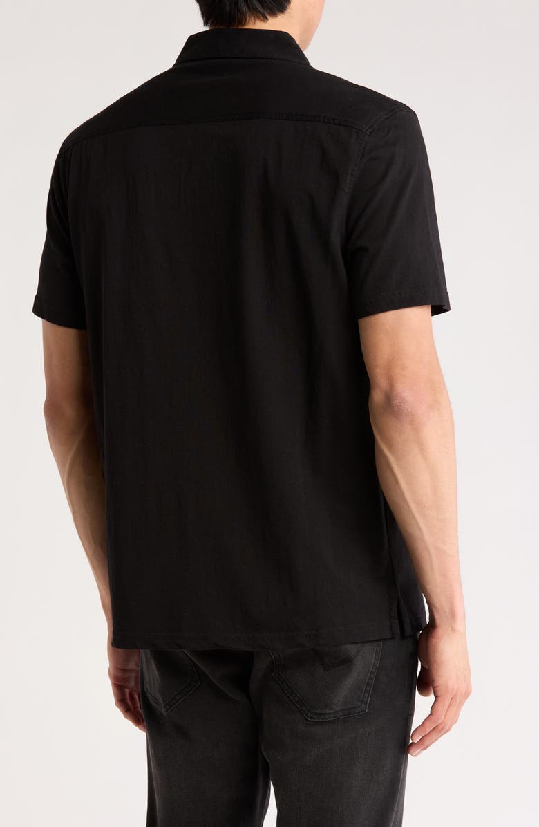 John Varvatos Brewer Organic Cotton Camp Shirt, Alternate, color, Black