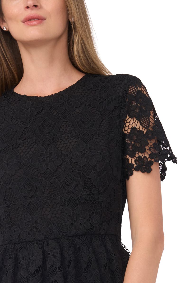 Ted Baker Simone Floral Lace Short Sleeve Minidress, Alternate, color, Rich Black