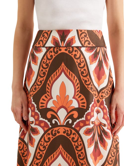 Ro&zo Womens Round-neck Tile-print Woven Maxi Dress Brown In Brown