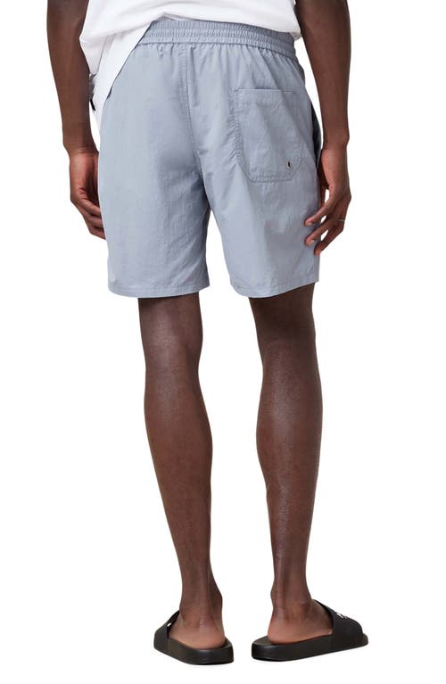 Allsaints Mens Underground Logo-print Recycled-polyamide Swim Shorts Machine Grey In Willow Blue