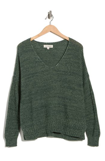 Lucky Brand V-neck Pullover Sweater In Green