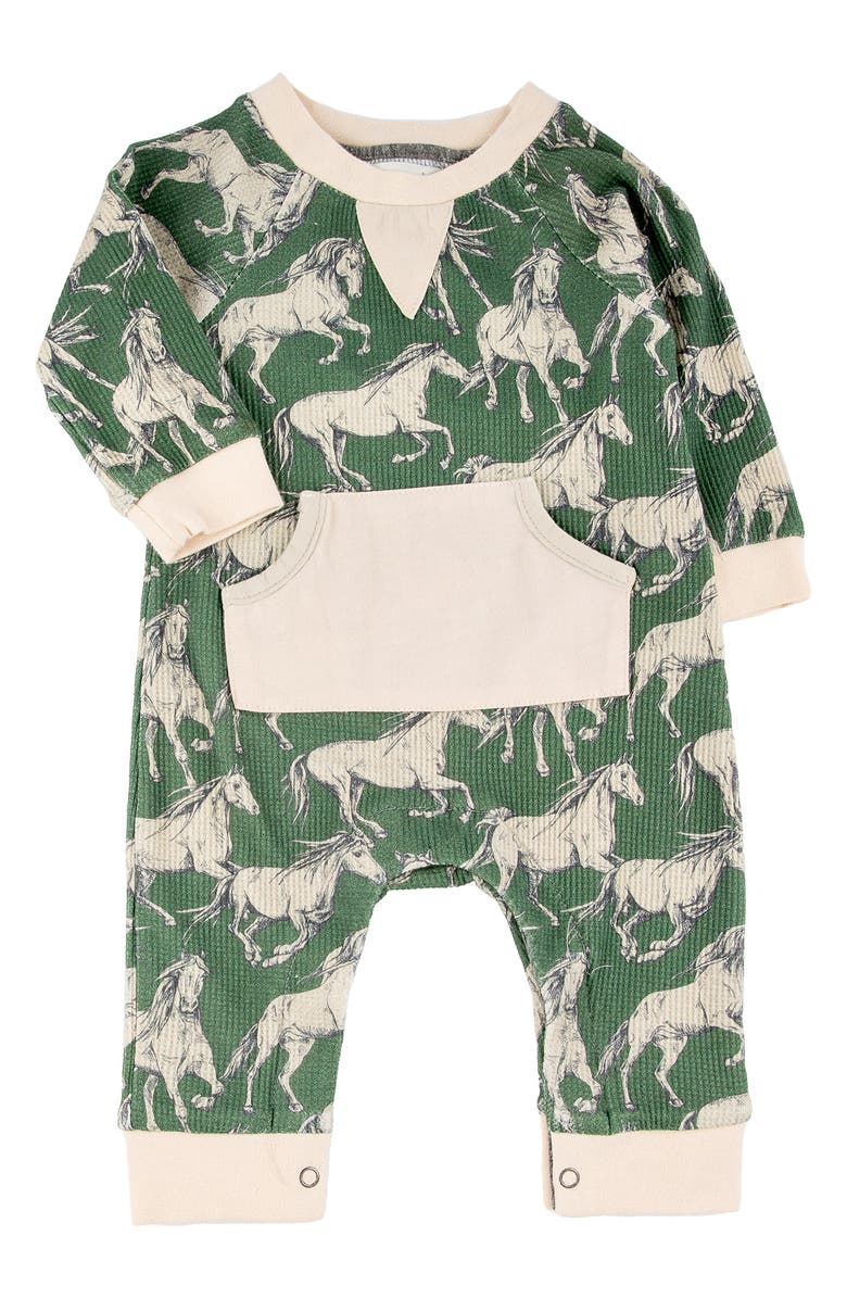 Miki Miette Nova Horse Print Cotton Romper, Main, color, 